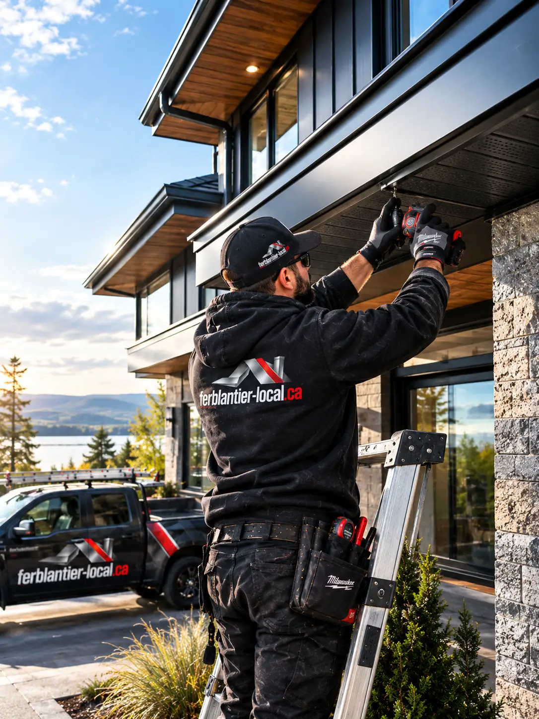 Installation d'un fascia métallique en hauteur